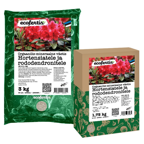 Orgaanilis – mineraalne väetis hortensiatele ja rododendronitele